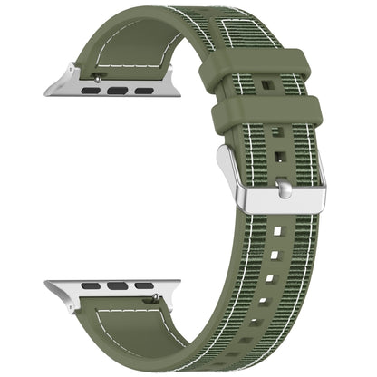 For Apple Watch Series 3 38mm Ordinary Buckle Hybrid Nylon Braid Silicone Watch Band(Green) - Watch Bands by PMC Jewellery | Online Shopping South Africa | PMC Jewellery