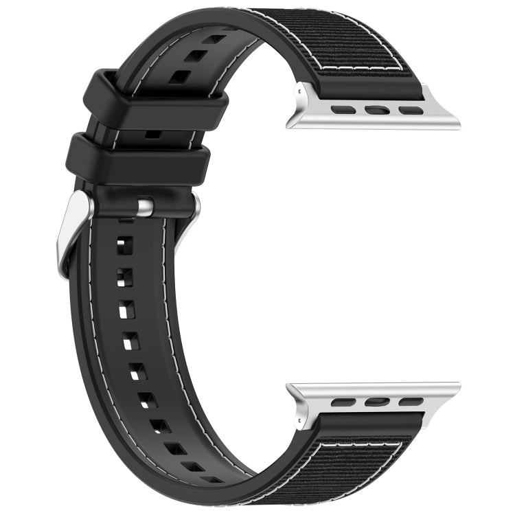 For Apple Watch Series 2 38mm Ordinary Buckle Hybrid Nylon Braid Silicone Watch Band(Black) - Watch Bands by PMC Jewellery | Online Shopping South Africa | PMC Jewellery