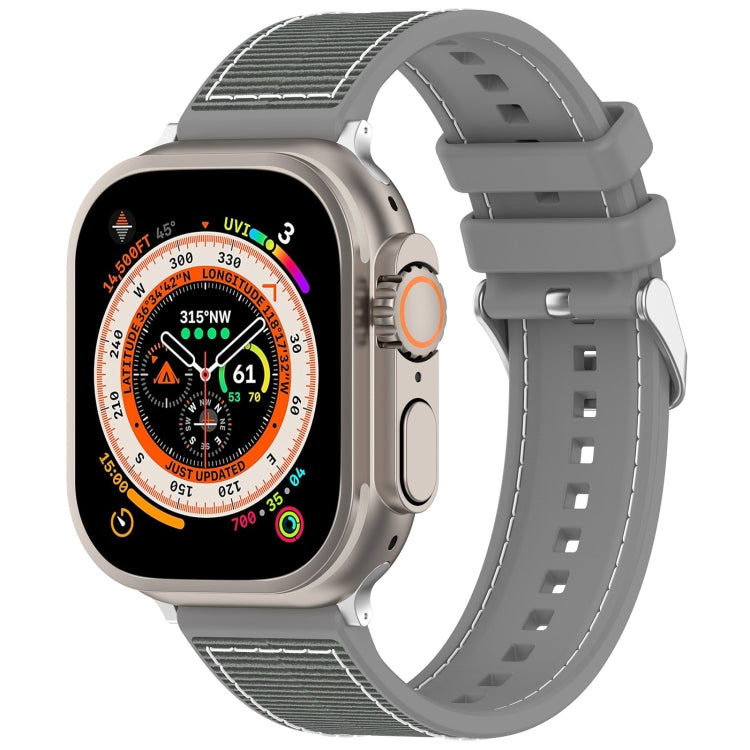 For Apple Watch Series 2 38mm Ordinary Buckle Hybrid Nylon Braid Silicone Watch Band(Grey) - Watch Bands by PMC TechLife | Online Shopping South Africa | PMC TechLife