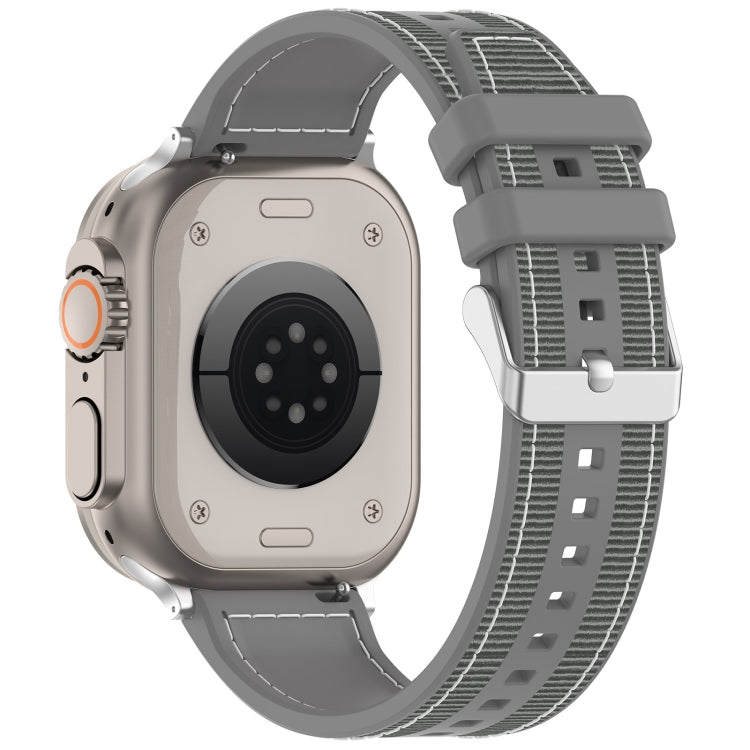 For Apple Watch 42mm Ordinary Buckle Hybrid Nylon Braid Silicone Watch Band(Grey) - Watch Bands by PMC TechLife | Online Shopping South Africa | PMC TechLife