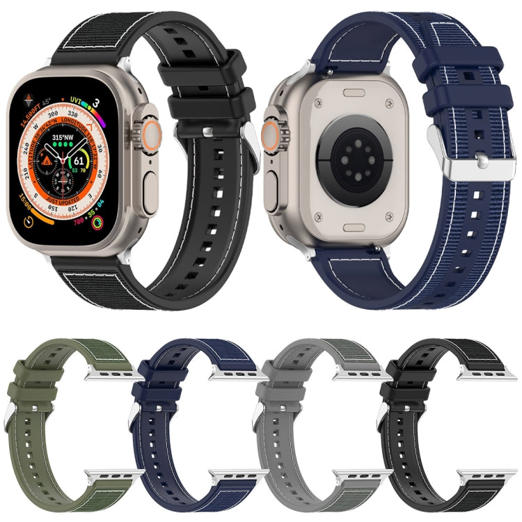 For Apple Watch Series 3 42mm Ordinary Buckle Hybrid Nylon Braid Silicone Watch Band(Grey) - Watch Bands by PMC TechLife | Online Shopping South Africa | PMC TechLife