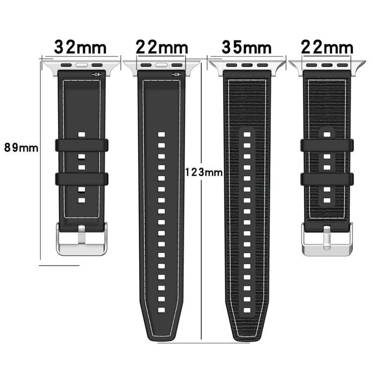 For Apple Watch 42mm Ordinary Buckle Hybrid Nylon Braid Silicone Watch Band(Grey) - Watch Bands by PMC TechLife | Online Shopping South Africa | PMC TechLife