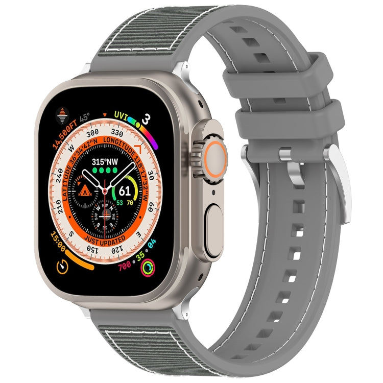 For Apple Watch Ultra 2 49mm Official Buckle Hybrid Nylon Braid Silicone Watch Band(Grey) - Watch Bands by PMC TechLife | Online Shopping South Africa | PMC TechLife | Buy Now Pay Later Mobicred