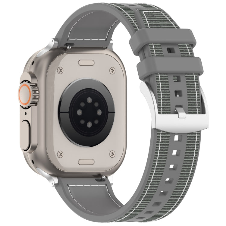 For Apple Watch Ultra 49mm Official Buckle Hybrid Nylon Braid Silicone Watch Band(Grey) - Watch Bands by PMC TechLife | Online Shopping South Africa | PMC TechLife