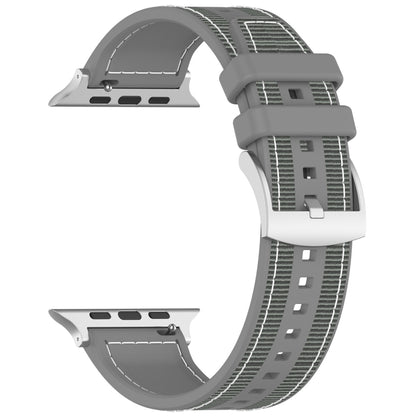 For Apple Watch Ultra 49mm Official Buckle Hybrid Nylon Braid Silicone Watch Band(Grey) - Watch Bands by PMC Jewellery | Online Shopping South Africa | PMC Jewellery