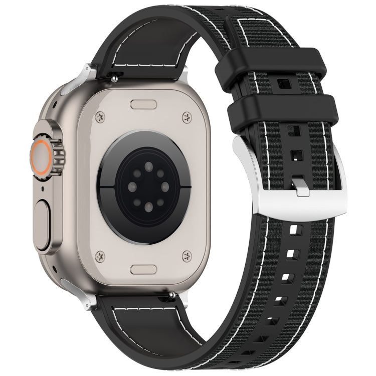 For Apple Watch Series 8 41mm Official Buckle Hybrid Nylon Braid Silicone Watch Band(Black) - Watch Bands by PMC TechLife | Online Shopping South Africa | PMC TechLife