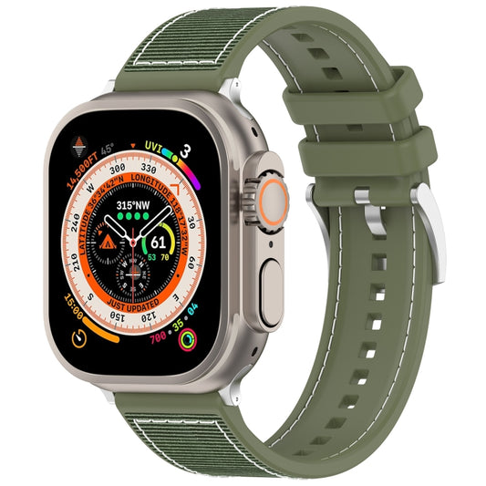 For Apple Watch Series 8 41mm Official Buckle Hybrid Nylon Braid Silicone Watch Band(Green) - Watch Bands by PMC Jewellery | Online Shopping South Africa | PMC Jewellery