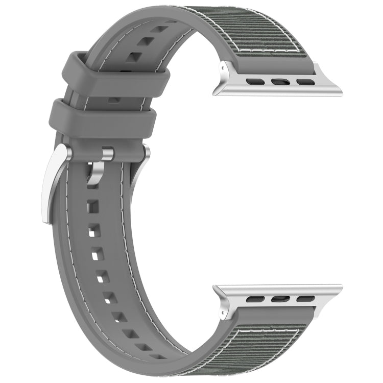 For Apple Watch SE 2022 40mm Official Buckle Hybrid Nylon Braid Silicone Watch Band(Grey) - Watch Bands by PMC Jewellery | Online Shopping South Africa | PMC Jewellery