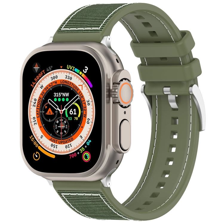For Apple Watch SE 44mm Official Buckle Hybrid Nylon Braid Silicone Watch Band(Green) - Watch Bands by PMC TechLife | Online Shopping South Africa | PMC TechLife