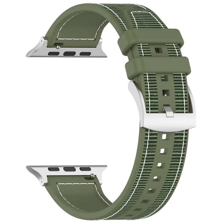 For Apple Watch SE 44mm Official Buckle Hybrid Nylon Braid Silicone Watch Band(Green) - Watch Bands by PMC Jewellery | Online Shopping South Africa | PMC Jewellery