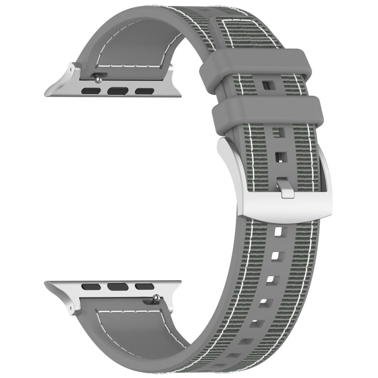 For Apple Watch Series 5 44mm Official Buckle Hybrid Nylon Braid Silicone Watch Band(Grey) - Watch Bands by PMC Jewellery | Online Shopping South Africa | PMC Jewellery