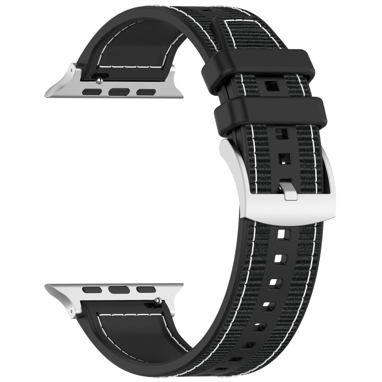 For Apple Watch Series 4 44mm Official Buckle Hybrid Nylon Braid Silicone Watch Band(Black) - Watch Bands by PMC TechLife | Online Shopping South Africa | PMC TechLife