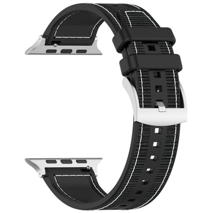 For Apple Watch Series 2 38mm Official Buckle Hybrid Nylon Braid Silicone Watch Band(Black) - Watch Bands by PMC Jewellery | Online Shopping South Africa | PMC Jewellery