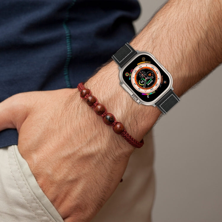 For Apple Watch Ultra 49mm Official Buckle Hybrid Nylon Braid Silicone Watch Band(Midnight Blue) - Watch Bands by PMC TechLife | Online Shopping South Africa | PMC TechLife