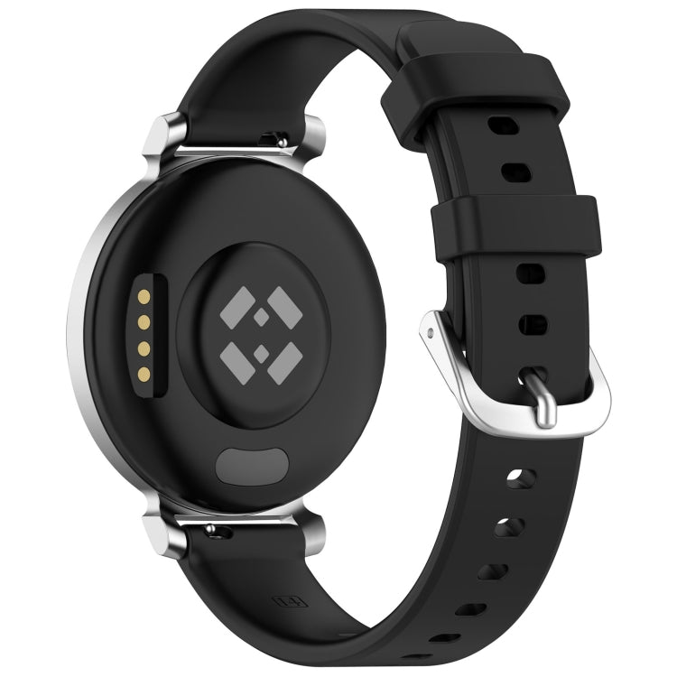 For Garmin Lily 2 14mm Silver Buckle Silicone Watch Band Wristband(Black) - Watch Bands by PMC TechLife | Online Shopping South Africa | PMC TechLife