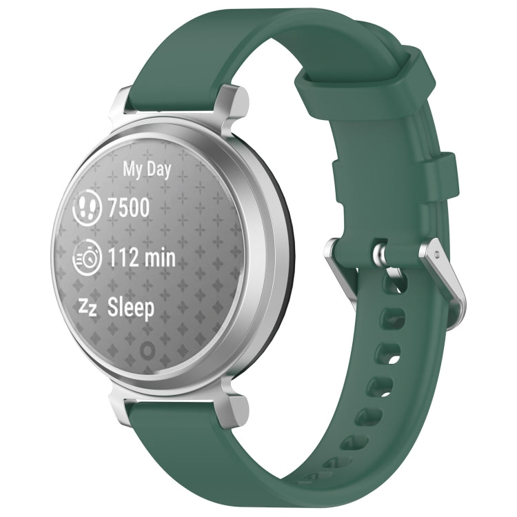 For Garmin Lily 2 14mm Silver Buckle Silicone Watch Band Wristband(Dark Green) - Watch Bands by PMC TechLife | Online Shopping South Africa | PMC TechLife