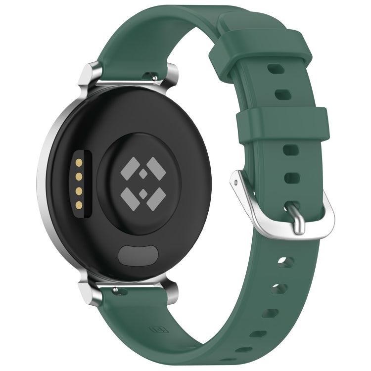 For Garmin Lily 2 14mm Silver Buckle Silicone Watch Band Wristband(Dark Green) - Watch Bands by PMC TechLife | Online Shopping South Africa | PMC TechLife