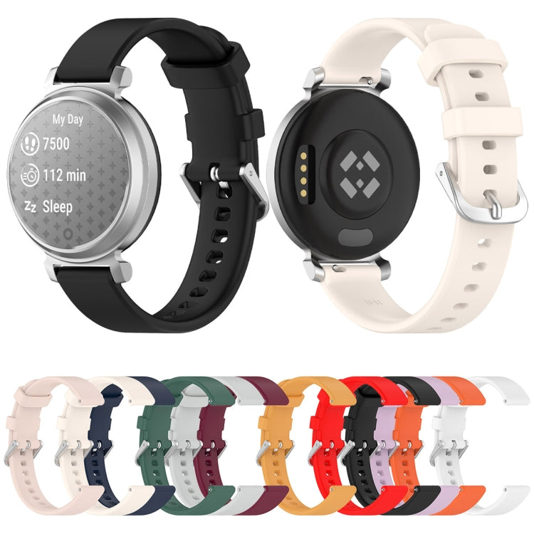 For Garmin Lily 2 14mm Silver Buckle Silicone Watch Band Wristband(Black) - Watch Bands by PMC TechLife | Online Shopping South Africa | PMC TechLife