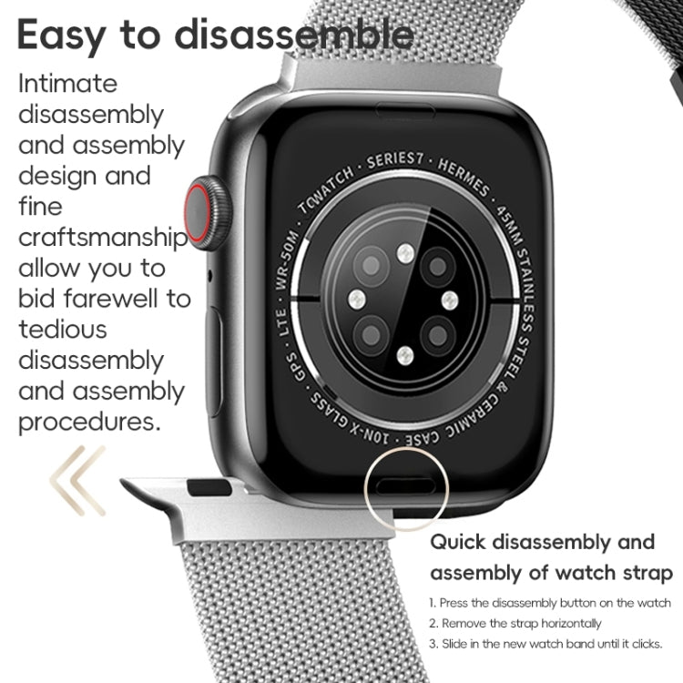 For Apple Watch 42mm ZGA Milanese Magnetic Metal Watch Band(Black) - Watch Bands by ZGA | Online Shopping South Africa | PMC Jewellery