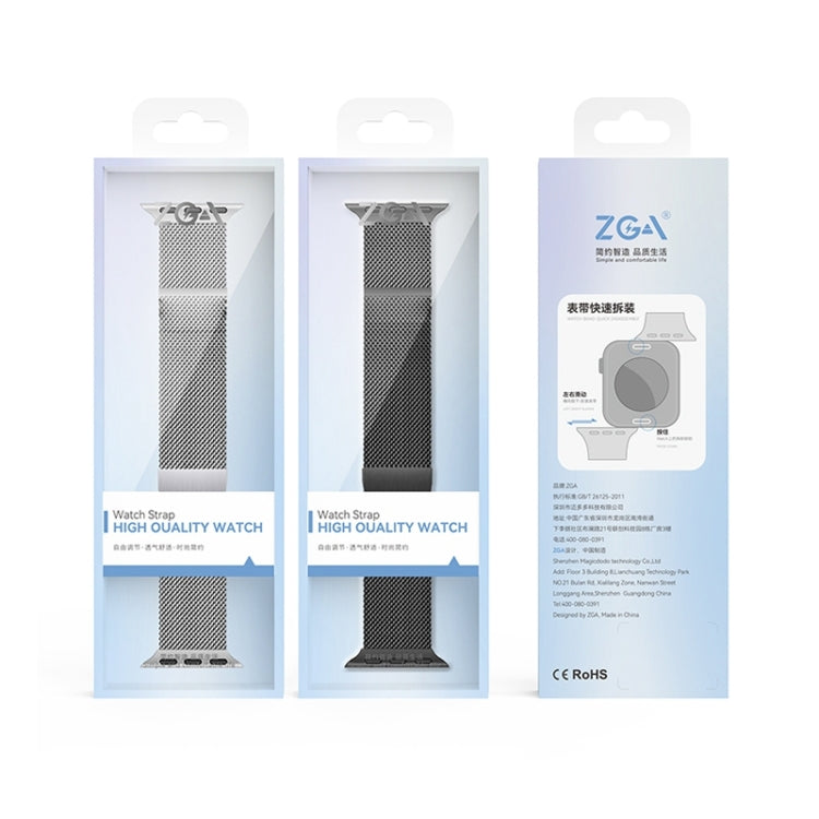 For Apple Watch Series 10 42mm ZGA Milanese Magnetic Metal Watch Band(Black) - Watch Bands by ZGA | Online Shopping South Africa | PMC TechLife | Buy Now Pay Later Mobicred