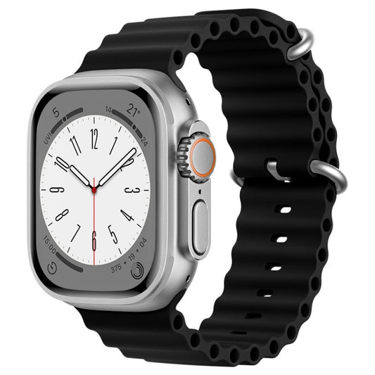 For Apple Watch Ultra 2 49mm ZGA Ocean Silicone Watch Band(Black) - Watch Bands by ZGA | Online Shopping South Africa | PMC Jewellery