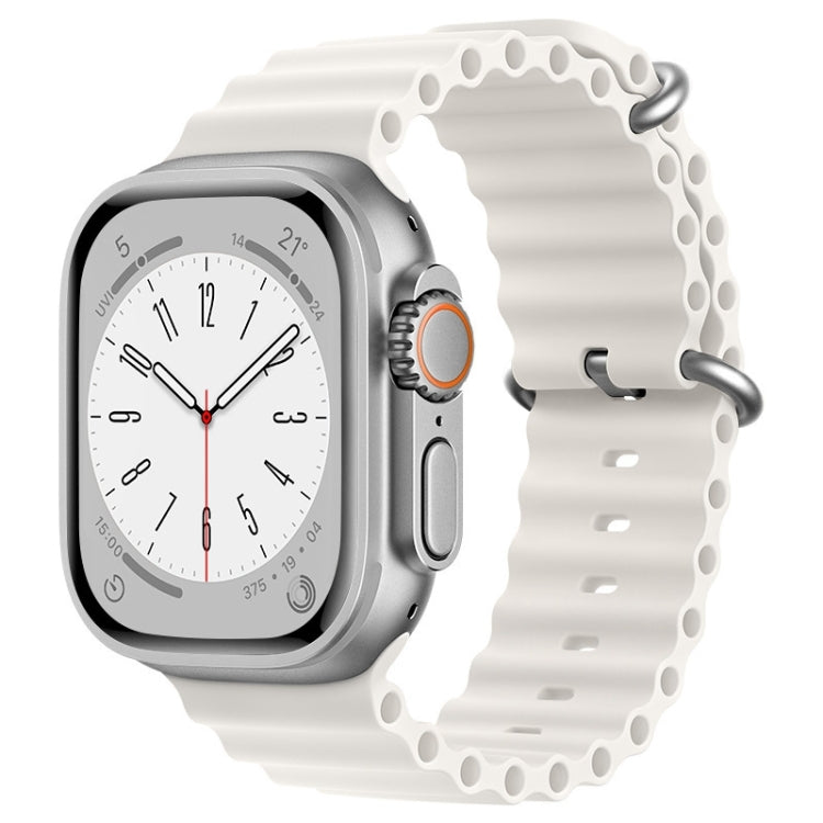 For Apple Watch Series 8 45mm ZGA Ocean Silicone Watch Band(White) - Watch Bands by ZGA | Online Shopping South Africa | PMC Jewellery