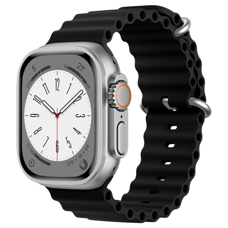 For Apple Watch Series 7 45mm ZGA Ocean Silicone Watch Band(Black) - Watch Bands by ZGA | Online Shopping South Africa | PMC Jewellery