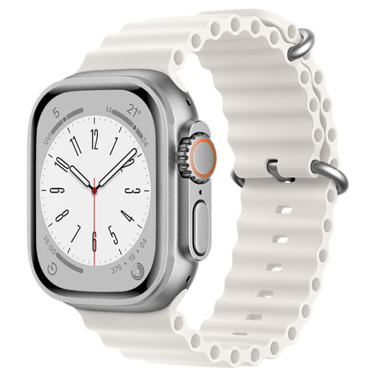 For Apple Watch Series 4 44mm ZGA Ocean Silicone Watch Band(White) - Watch Bands by ZGA | Online Shopping South Africa | PMC Jewellery