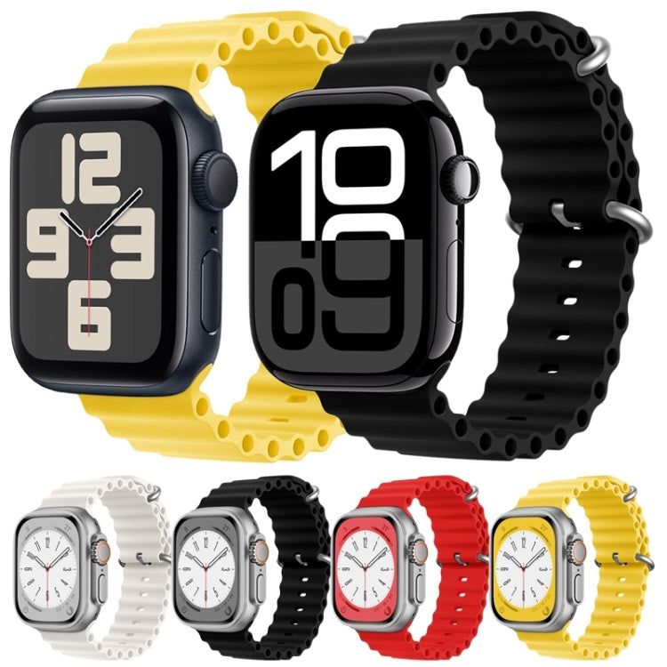 For Apple Watch Series 10 42mm ZGA Ocean Silicone Watch Band(Black) - Watch Bands by ZGA | Online Shopping South Africa | PMC TechLife | Buy Now Pay Later Mobicred