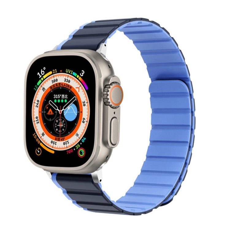 For Apple Watch SE 2023 44mm ZGA Two Color Magnetic Silicone Watch Band(Dark Blue+Light Blue) - Watch Bands by ZGA | Online Shopping South Africa | PMC Jewellery