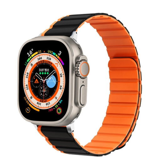 For Apple Watch Ultra 2 49mm ZGA Two Color Magnetic Silicone Watch Band(Black+Orange) - Watch Bands by ZGA | Online Shopping South Africa | PMC Jewellery