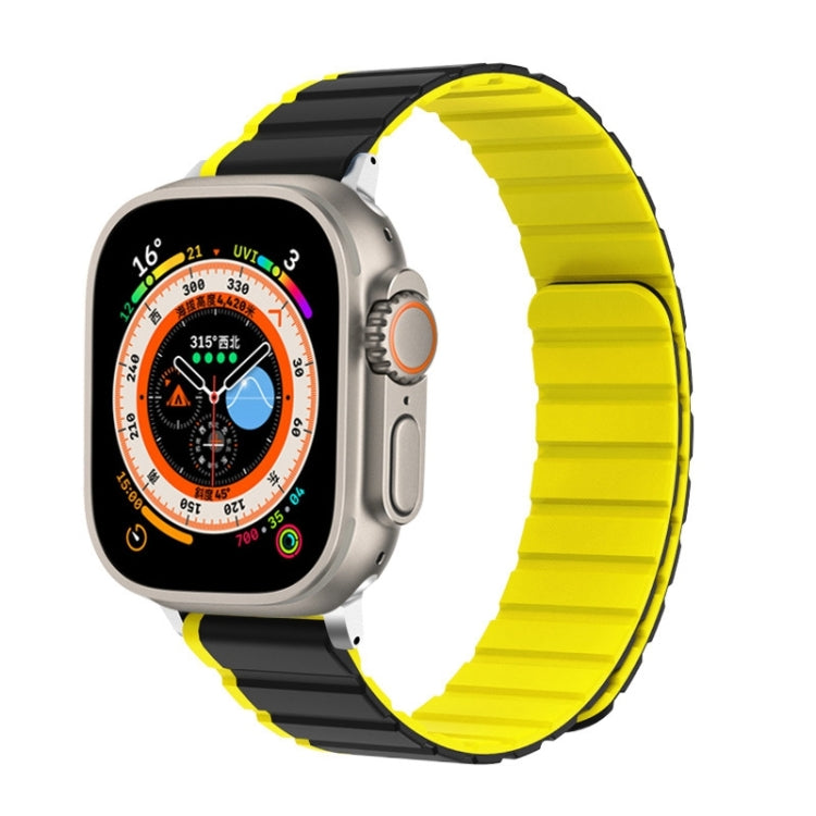 For Apple Watch Ultra 2 49mm ZGA Two Color Magnetic Silicone Watch Band(Grey+Yellow) - Watch Bands by ZGA | Online Shopping South Africa | PMC Jewellery