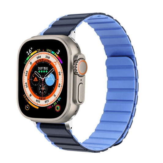 For Apple Watch Ultra 2 49mm ZGA Two Color Magnetic Silicone Watch Band(Dark Blue+Light Blue) - Watch Bands by ZGA | Online Shopping South Africa | PMC Jewellery