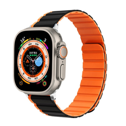 For Apple Watch Series 7 45mm ZGA Two Color Magnetic Silicone Watch Band(Black+Orange) - Watch Bands by ZGA | Online Shopping South Africa | PMC Jewellery