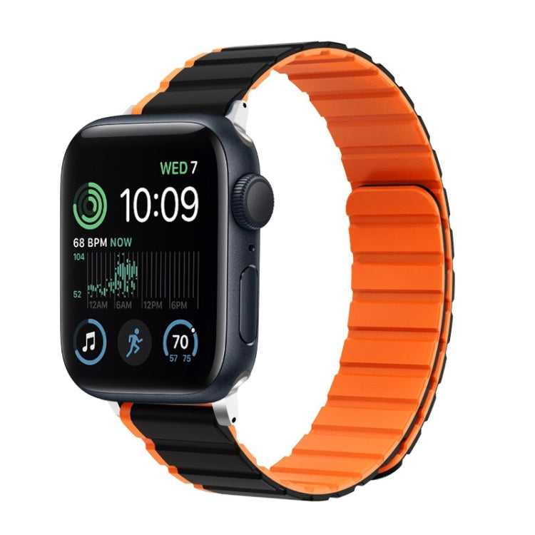 For Apple Watch SE 44mm ZGA Two Color Magnetic Silicone Watch Band(Black+Orange) - Watch Bands by ZGA | Online Shopping South Africa | PMC TechLife | Buy Now Pay Later Mobicred