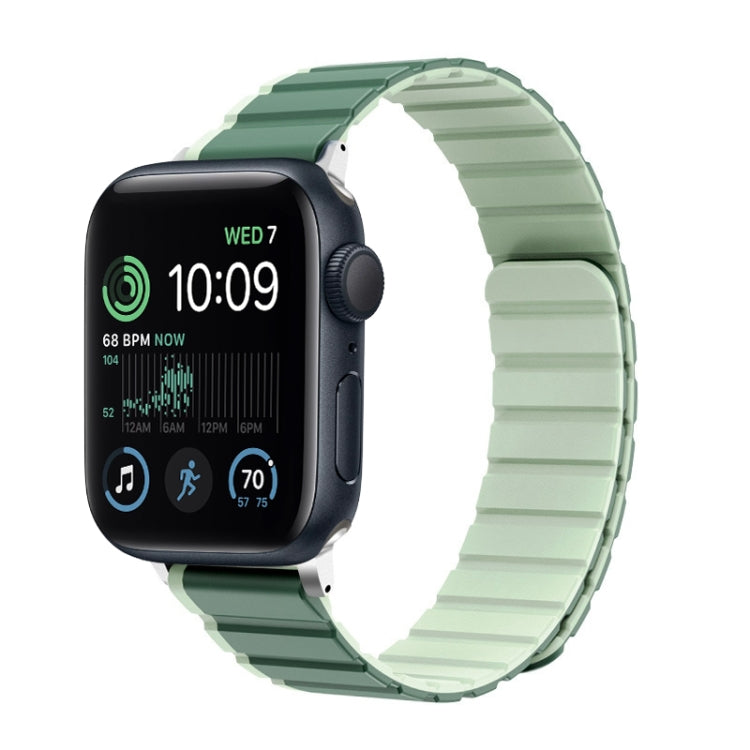 For Apple Watch SE 44mm ZGA Two Color Magnetic Silicone Watch Band(Dark Green+Light Green) - free shipping - PMC TechLife - Order now!