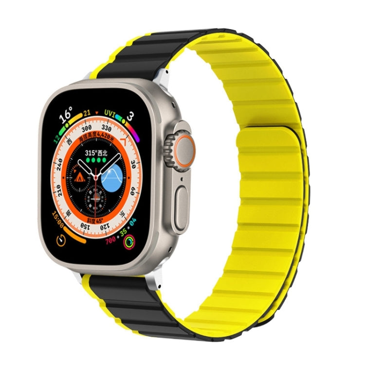For Apple Watch Series 5 44mm ZGA Two Color Magnetic Silicone Watch Band(Grey+Yellow) - Watch Bands by ZGA | Online Shopping South Africa | PMC Jewellery