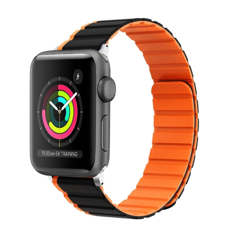 For Apple Watch Series 2 42mm ZGA Two Color Magnetic Silicone Watch Band(Black+Orange) - Watch Bands by ZGA | Online Shopping South Africa | PMC TechLife | Buy Now Pay Later Mobicred