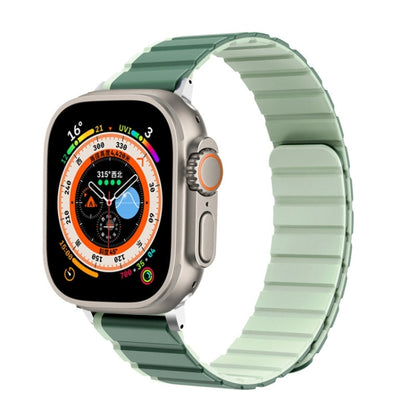 For Apple Watch Series 2 42mm ZGA Two Color Magnetic Silicone Watch Band(Dark Green+Light Green) - Watch Bands by ZGA | Online Shopping South Africa | PMC Jewellery