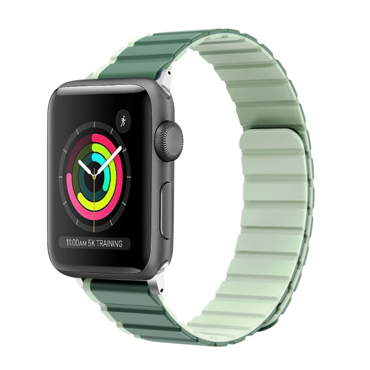 For Apple Watch 42mm ZGA Two Color Magnetic Silicone Watch Band(Dark Green+Light Green) - Watch Bands by ZGA | Online Shopping South Africa | PMC TechLife | Buy Now Pay Later Mobicred