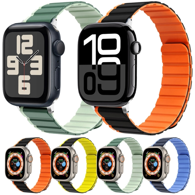 For Apple Watch Series 10 42mm ZGA Two Color Magnetic Silicone Watch Band(Dark Green+Light Green) - Watch Bands by ZGA | Online Shopping South Africa | PMC TechLife | Buy Now Pay Later Mobicred