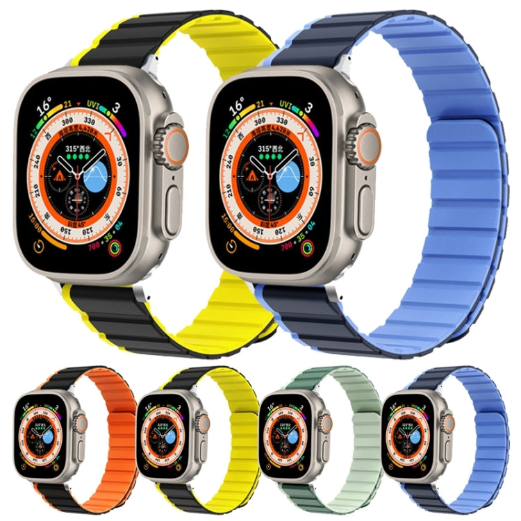 For Apple Watch SE 2023 44mm ZGA Two Color Magnetic Silicone Watch Band(Dark Blue+Light Blue) - Watch Bands by ZGA | Online Shopping South Africa | PMC Jewellery