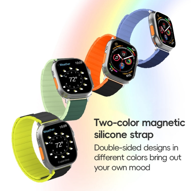 For Apple Watch Series 8 45mm ZGA Two Color Magnetic Silicone Watch Band(Grey+Yellow) - Watch Bands by ZGA | Online Shopping South Africa | PMC Jewellery