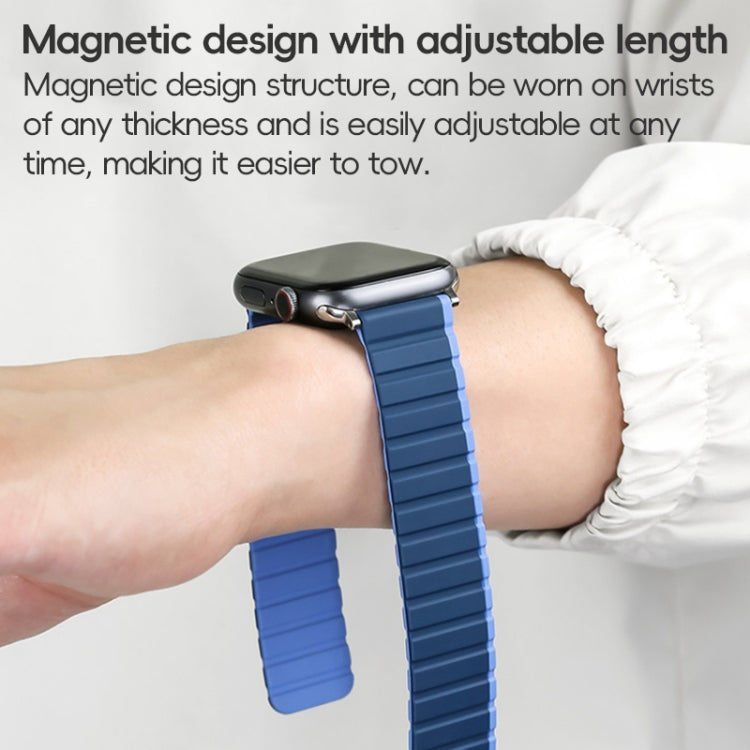 For Apple Watch Series 5 44mm ZGA Two Color Magnetic Silicone Watch Band(Dark Blue+Light Blue) - Watch Bands by ZGA | Online Shopping South Africa | PMC Jewellery
