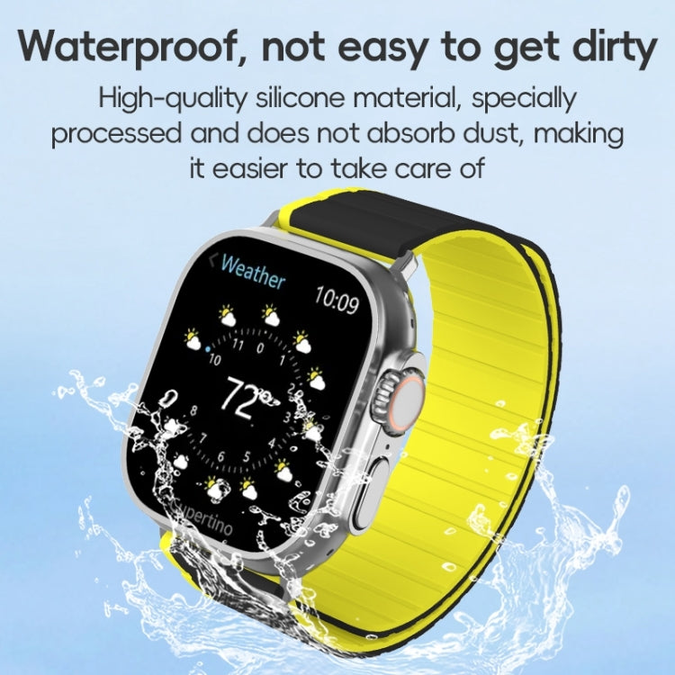 For Apple Watch SE 2022 44mm ZGA Two Color Magnetic Silicone Watch Band(Grey+Yellow) - Watch Bands by ZGA | Online Shopping South Africa | PMC Jewellery