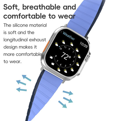 For Apple Watch Series 3 42mm ZGA Two Color Magnetic Silicone Watch Band(Dark Blue+Light Blue) - Watch Bands by ZGA | Online Shopping South Africa | PMC Jewellery