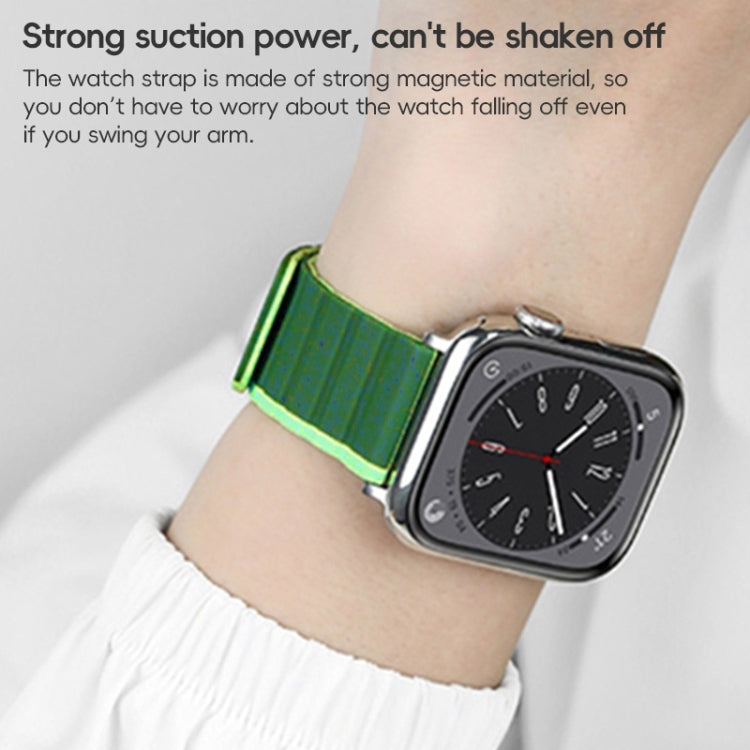 For Apple Watch Series 10 46mm ZGA Two Color Magnetic Silicone Watch Band(Dark Green+Light Green) - Watch Bands by ZGA | Online Shopping South Africa | PMC TechLife | Buy Now Pay Later Mobicred