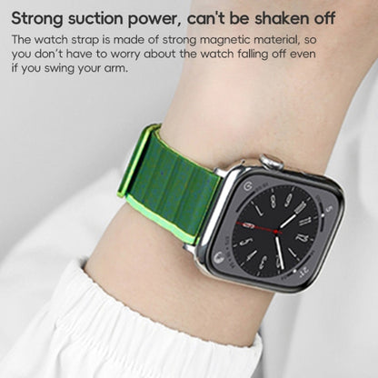 For Apple Watch SE 2022 44mm ZGA Two Color Magnetic Silicone Watch Band(Dark Green+Light Green) - Watch Bands by ZGA | Online Shopping South Africa | PMC Jewellery