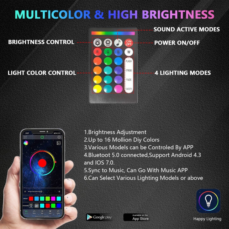 6 in 1 G6 RGB Colorful Car Chassis Light LED Music Atmosphere Light With 24-Button Remote Control - Atmosphere lights by PMC TechLife | Online Shopping South Africa | PMC TechLife | Buy Now Pay Later Mobicred