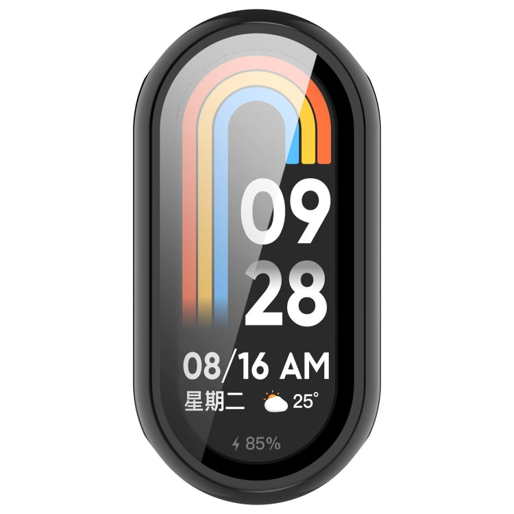 For Xiaomi Mi Band 8 PC + Tempered Film Integrated Protective Watch Case(Black) - Watch Cases by PMC Jewellery | Online Shopping South Africa | PMC Jewellery